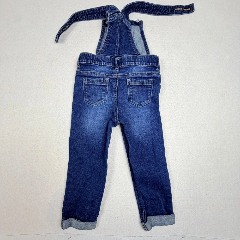 Old Navy Toddler Boys Girls Denim Overalls Dark Wash Blue Jeans‎ 3T Dungarees